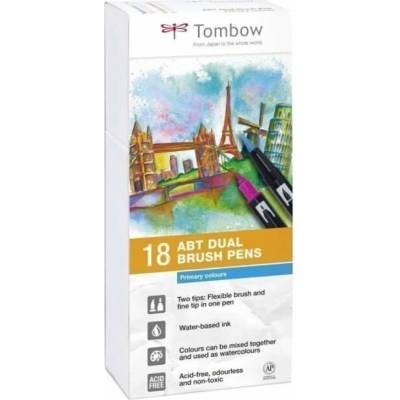 Tombow Oboustranný štětcový fix ABT - Primary colours 18 ks