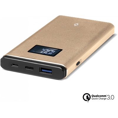 Ttec Външна батерия AlumiSlim Universal Mobile Charger, QC 3.0 , 10.000mAh with LCD - Златиста (8694470665504)