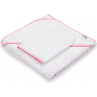 New Baby Dětská froté osuška s kapucí BASIC bílo-růžová