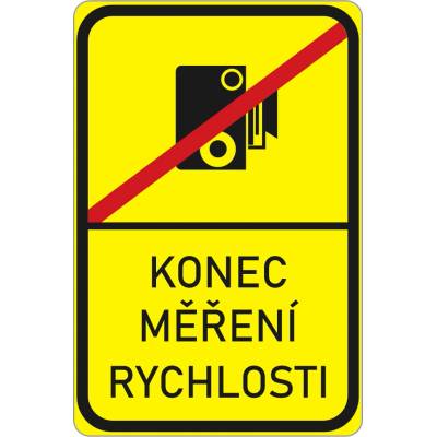 Zmenšená dopravní značka IP31b Konec měření rychlosti (RA3 fluorescenční)