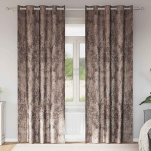 Pure Line Home Кадифени завеси в цвят чинчила с метални халки, 2 бр. , 140 x 260 см