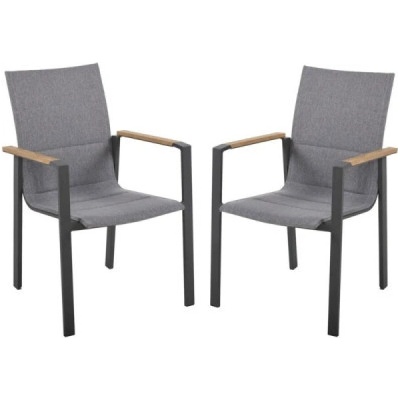 Garden Pleasure Stohovací židle Davina 305398, 2 ks, šedá, 57 x 60 x 89 cm