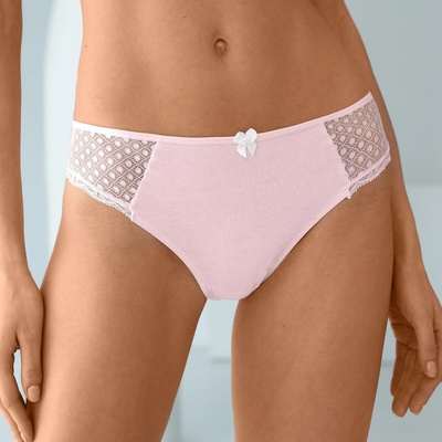 Confidence Lingerie® 4 jednofarebných midi nohavičiek Tropea z pružnej bavlny a čipky 2 biela 2 pudrová