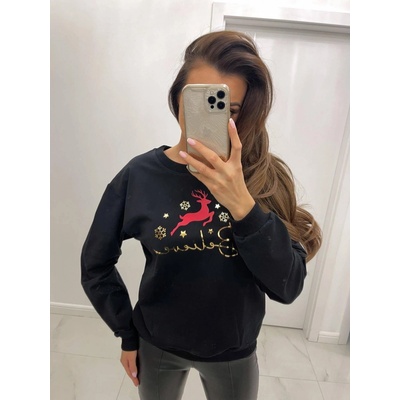 Mikina vánočním potiskem BELIEVE 02 černá BLZ26-21