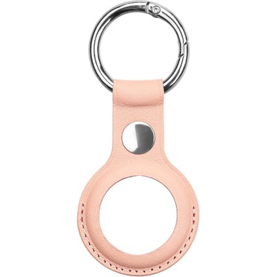 PU Leather Стилен ключодържател от изкуствена кожа за Apple AirTag - PU Leather Keyring Keychain Case (розов)