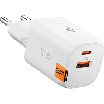 Spigen Захранване за ел. мрежа с USB-A и USB-C изходи и технология за бързо зареждане - Spigen Essential 35W Wall Charger EE352EU (бял) (ACH09462)
