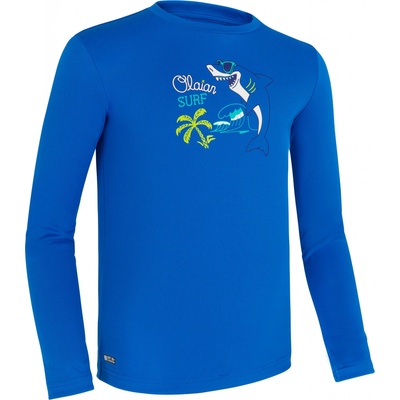 Olaian dětské tričko s UV ochranou na surf Water modré s potiskem