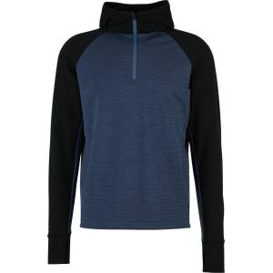 Stoic Мъжки вълнен пуловер Stoic MerinoFleece260 FlenSt. Half Zip with Hood Merino hoodie - Black / Dark Navy / Melange (005-6568-0111)