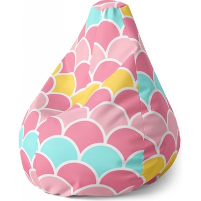 Sablio sedací vak Pear barevné šupiny 140 x 100 x 25 cm