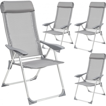 TecTake 402181 4 Zahradní židle s podhlavníkem hliník