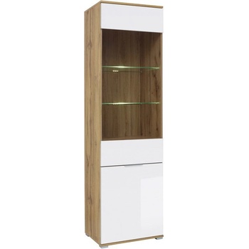 Bogdan Furniture Europe Витрина Zele REG1W1D-E20, дъб вотан/бял лак