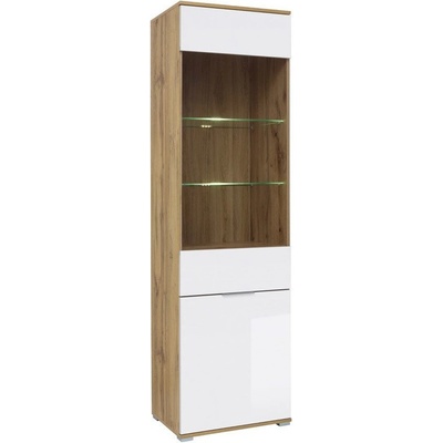 Bogdan Furniture Europe Витрина Zele REG1W1D-E20, дъб вотан/бял лак