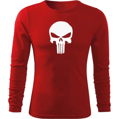 DRAGOWA FIT-T Тениска с дълъг ръкав Punisher, червена, 160 г/м2 (5602)