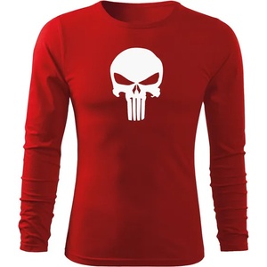 DRAGOWA FIT-T Тениска с дълъг ръкав Punisher, червена, 160 г/м2 (5602)