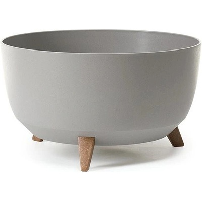 LAMELA Květináč ROMA ECO WOOD 47cm mísa na nožkách šedý