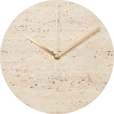 Bolia Travertinové nástěnné hodiny Tima 28 cm s dubovou deskou