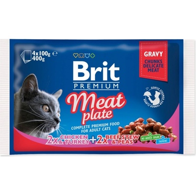 Brit Premium Cat Delicate Fillets in Gravy Turkey and Chicken Beef and Peas 4 x 100 g