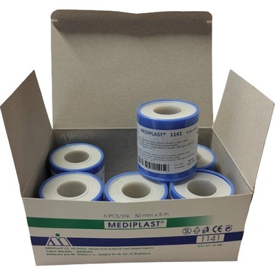 Mediplast Textilná náplasť na cievke s krytom 5 cm x 5 m 1 fixačná náplasť na cievke