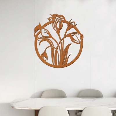 dřevo života Dřevěný obraz s TULIPÁNY Rozměry (cm): 40x44, Zvolte barvu dekoru: Třešeň