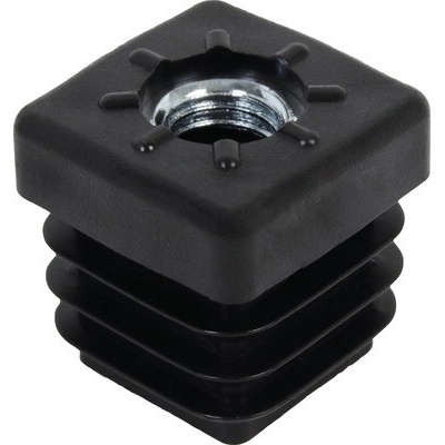 Zátka čtvercová se závitem M8 20x20 mm, plastová černá, 4 ks