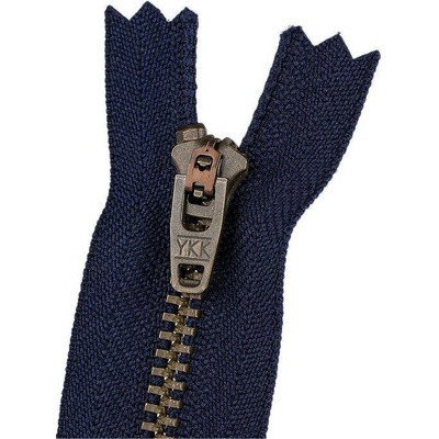 Kovový zip YKK No 4 délka 18 cm staromosazný (jeansový) - 4 (919) modrá tmavá mosaz