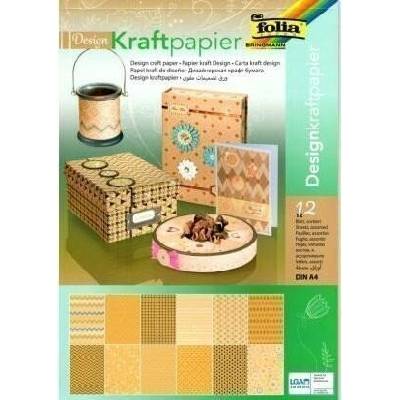 Folia Designové kraftové papíry 12 listů