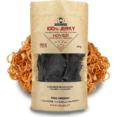 Jerky usušil & Syn 100% Hovädzie s praženou cibuľkou 50 g