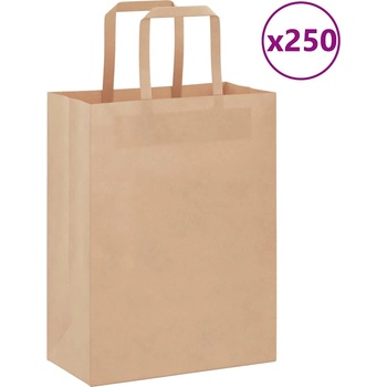 vidaXL Хартиени торбички 250 бр с дръжки кафяви 21x11x28 см (4101811)