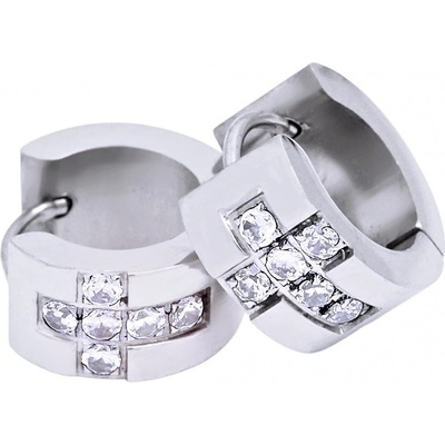 Exeed ocelové náušnice kroužky Kříž Kamínky 42488