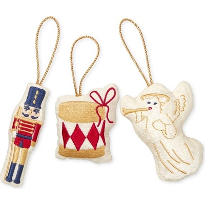 CAM COPENHAGEN Vyšívaná vianočná ozdoba Nutcracker – set 3 ks