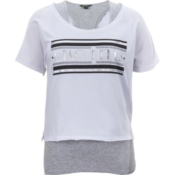 Image 1 of Golddigga Дамска тениска Golddigga Double Layer T Shirt Ladies - White/Grey M