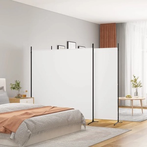 vidaXL Параван за стая, бял, 3 панела, 525x180 см, плат (350278)