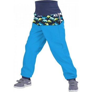 Unuo Batolecí softshellové kalhoty s fleecem Autíčka tyrkysové