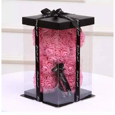 Ръчно изработено Мече от рози / Розов цвят / 25см / 40см