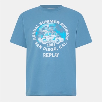 Image 1 of Replay Тениска Replay Men's Moto Tricks T-Shirt - Blue