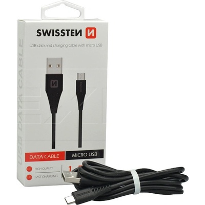 Swissten 71504301 USB 2.0, zástrčka A - zástrčka micro B, konektor 6,5mm, 1,5m, černý