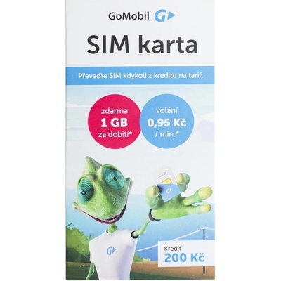 GOMOBIL PŘEDPLACENKA - kredit 200,- Kč (při dobití kreditu min. 300 Kč získáte 100% kreditu nebo 1 GB dat)