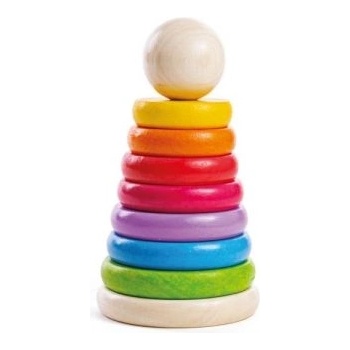 Bigjigs Toys - Дървена кула за нанизване - Дъга (BB098)