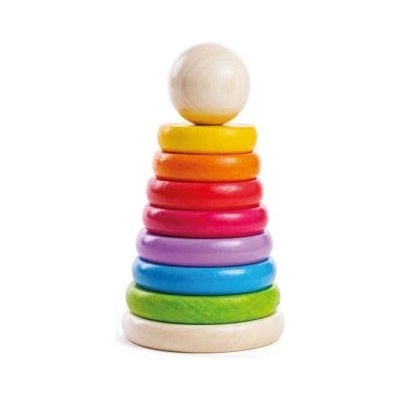 Bigjigs Toys - Дървена кула за нанизване - Дъга (BB098)