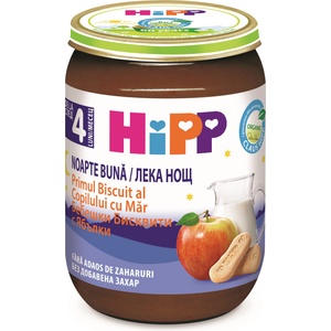 Hipp Био млечна каша Hipp Лека нощ - Ябълка и бисквитки, 190 g (5514) - ozone
