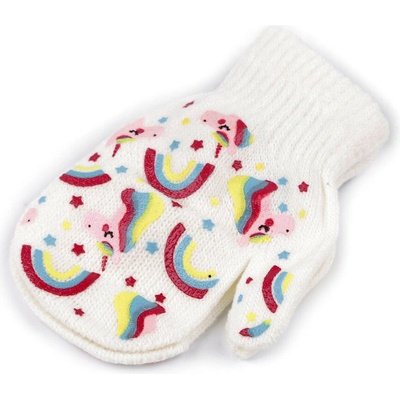 Prima-obchod Dětské pletené rukavice palčáky krémová světlá jednorožec