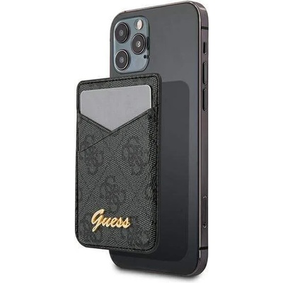 GUESS 4G Magnetic Wallet - кожен портфейл (джоб) за прикрепяне към iPhone с MagSafe (черен)