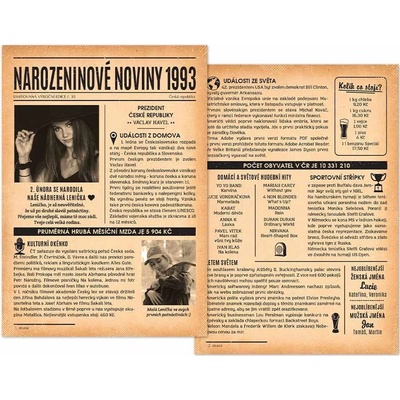 Narozeninové noviny 1993 - jednostranné až čtyřstranné