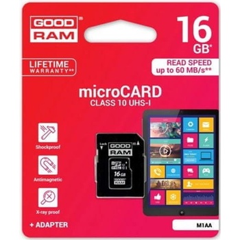 GOODRAM microSDHC 16GB UHS-I U1 + adapter M1AA-0160R11