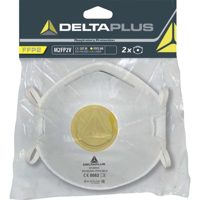 Delta Plus Респиратор delta m2fp2v / ffp2, без клапан, 2 броя в опаковка - бял, регулируем (m2fp2v)