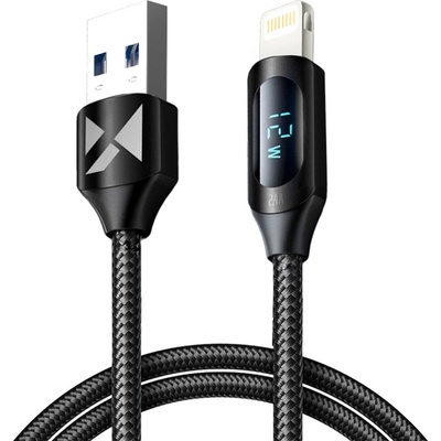 Wozinsky WUALC1 USB-A - Lightning,s LED displejem 2,4A, 1m, černý