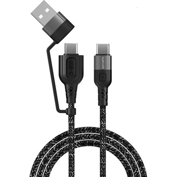 4smarts Качествен многофункционален кабел за USB към USB-C и USB-C към USB-C (150 см) - 4smarts ComboCord CA USB-A and USB-C to USB-C Cable (черен) (4S468626)