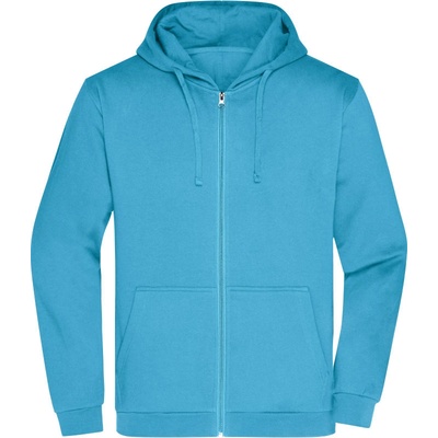 James & Nicholson mikina JN 756 s kapucí na zip, pánská COT02075644001 turquoise