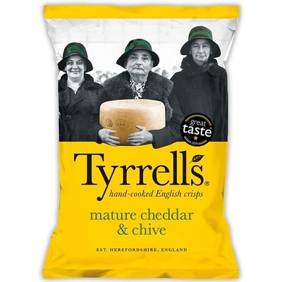 Tyrrells chipsy s příchutí zralého cheddaru a pažitky 150 g