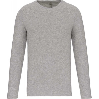 Pánské tričko s dlouhým rukávem FASHION světle žíhaná šedá
